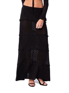 Solitaire brand black‎ crochet maxi skirt size XS new with tags